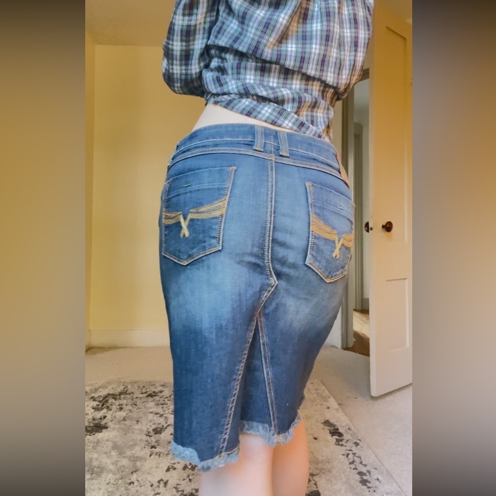 Velvet Heart Vintage Indigo Midi Skirt Stunning Details Summer Y2K Brats Denim